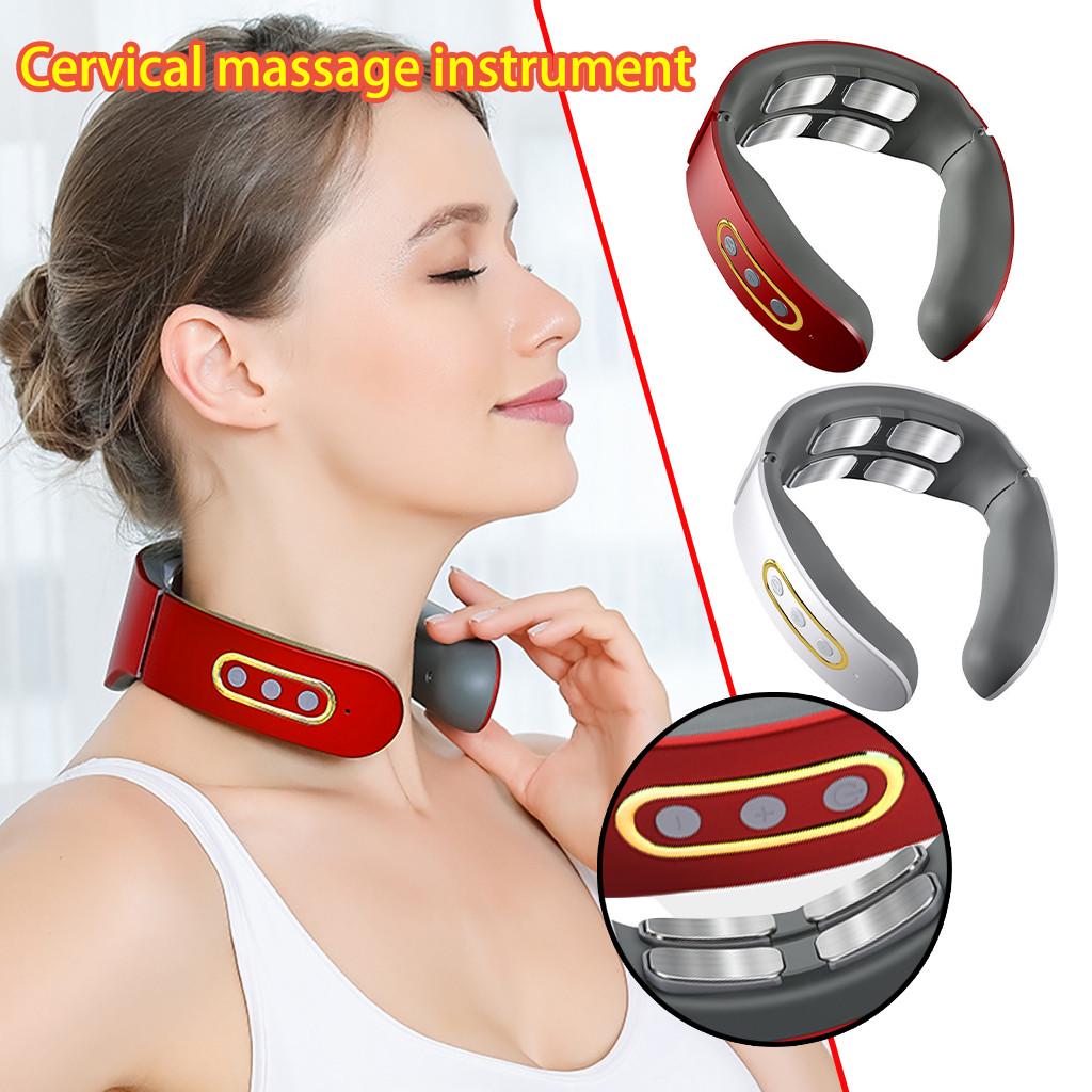 

Массажер для шеи с четырьмя инструментами для головы и шеи, электрический инструмент для шеи красный