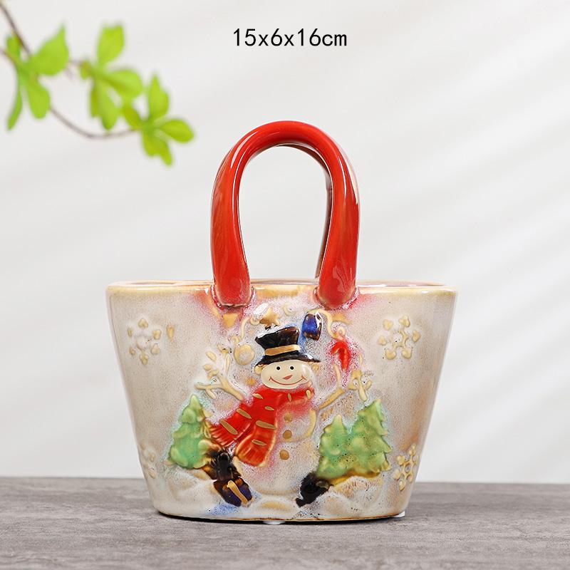 Seramik Vazo Çizgi Film El Çantası Kabartmalı Çiçek Vazo Çiçek Aranjmanı Aksesuarları Seramik El Sanatları Ev Dekorasyonu