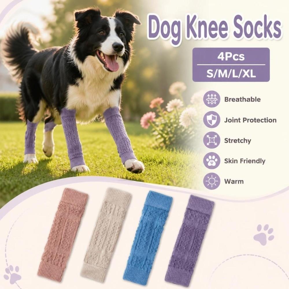 4Pcs Joint Protection Dog Elbow Cover Stretchy Pet Leg Warmer Comfortable Dog Knee Protector Sports