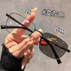 New anti-blue glasses, metal photosensitive men's flat glasses, color-changing high definition literary and retro glasses O
