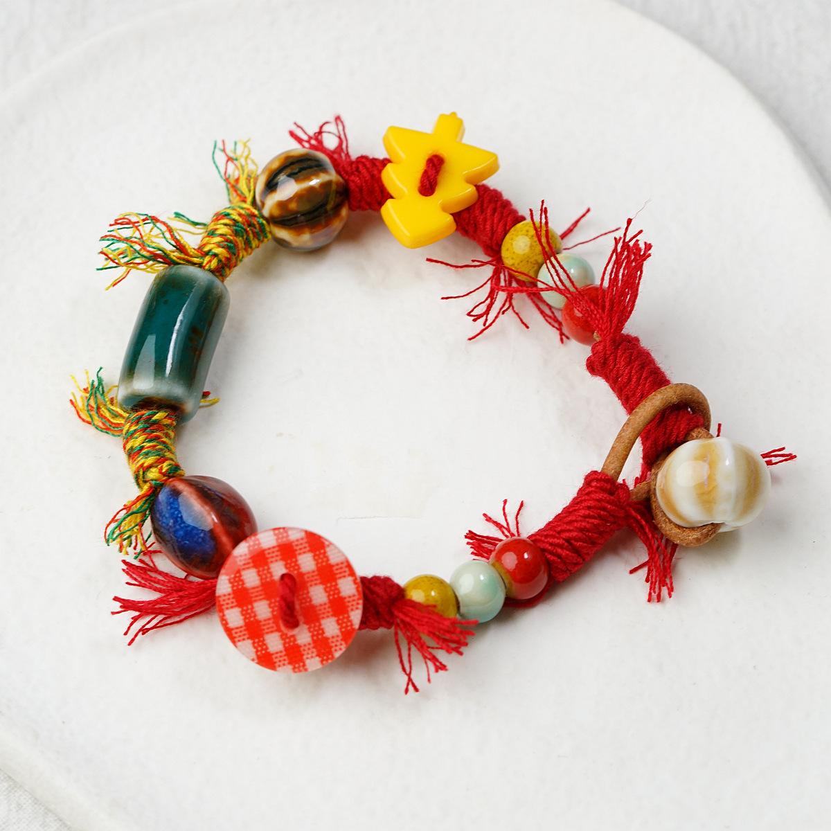 Цзиндэчжэнь Тяжелая промышленность плетение этнический стиль тибетский стиль бахрома керамика плетеный шнур веревка для руки атмосфера украшение