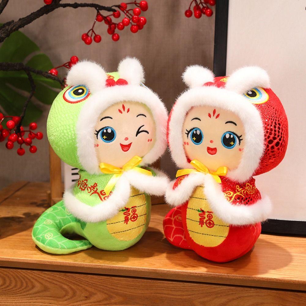 Big Eyes Wealth Snake Year Mascot Toy Chinese Style Lucky Snake Doll Plushies  New Year Gifts