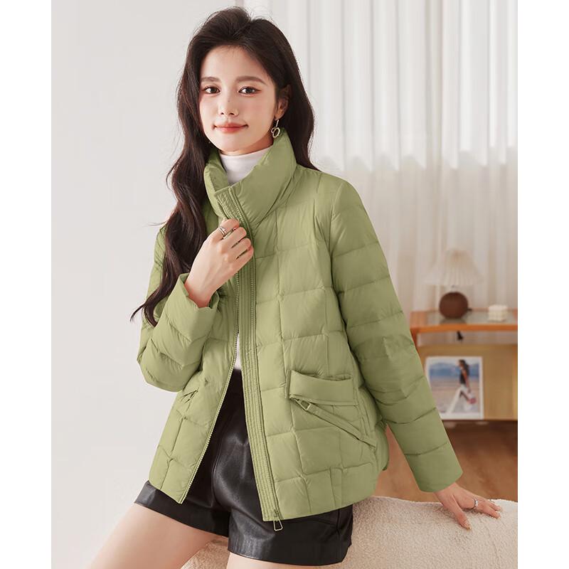 Fengxun Lightweight Women's Short Stand-Collar White Duck Down Jacket