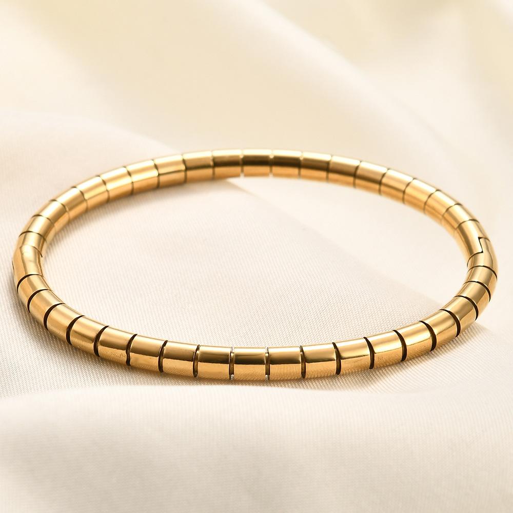 Simple 5MM Oval Opening Snake Joint Bracelet Stainless Steel Fashion Jewelry One Size(18CM~21CM)