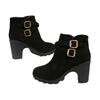 Fashion Large Size Martin Boots Women's Retro Chubby Heel Belt Buckle Fashion Boots Round Head High Heel Short Boots
