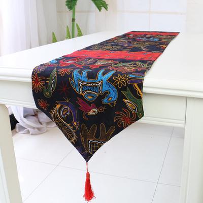 Retro Nation Wind Lussuoso tavolo bandiera in cotone e lino Runner da tavolo Stampa elefante Tovaglia