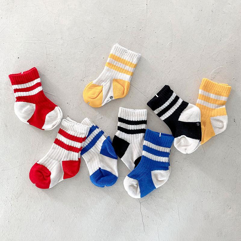 Korean Stripe Baby Socks Spring Autumn Infant Boys Girls Short Sock Soft Cotton Breathable Kids School Sports Socks