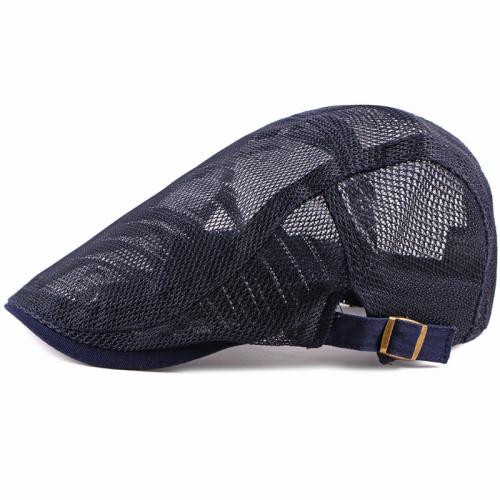 HT2215 Beret Spring Summer Men Women Cap Adjustable Flat Cap Breathable Mesh Cap for Men Women Solid Plain Beret Cap