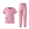 Women's Uniform Set Quick-Dry Color Short Sleeve Top and Pant with Pockets for Nurses and Caregivers