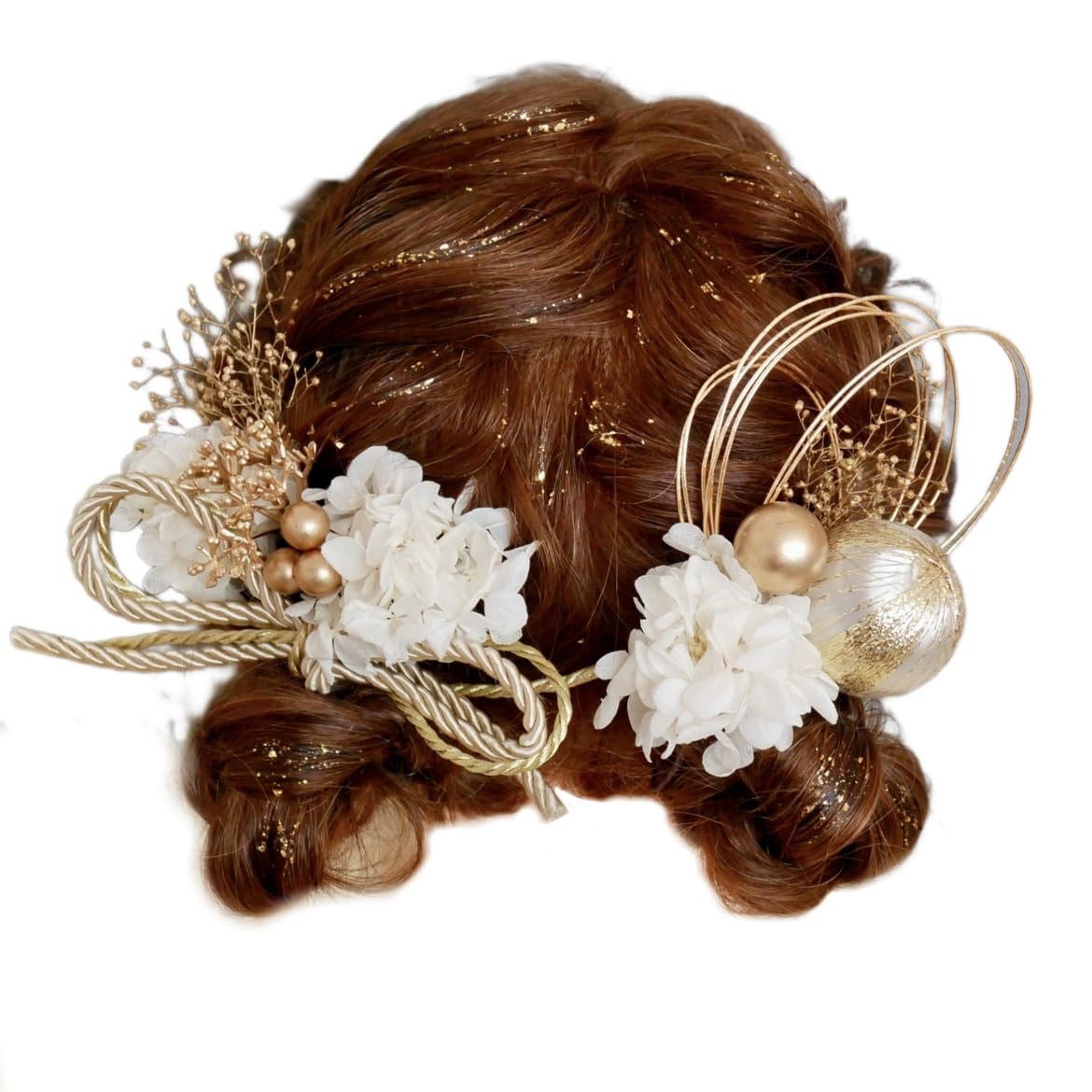 

Ornament Specialty Shop Hair Ornament for and Dried White and Gold with Gold [Hair Bria] Coming-of-Age Ceremonies, Graduations, Weddings,