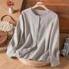 Blouse Rétro Manches Longues Bordée de Volants en Coton et Lin Automne 2025