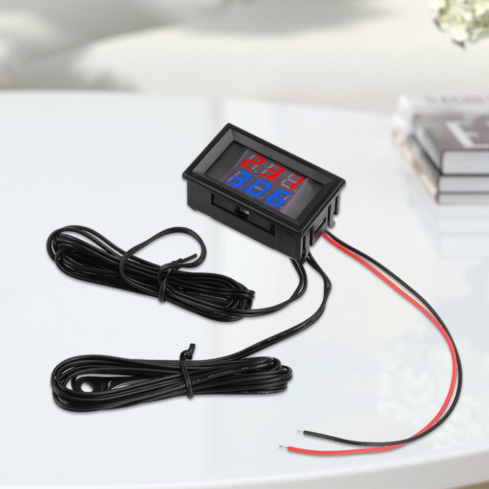 DC4V-28V Mini Temperature Controller Dual Display LED Three-Digital Thermometer Tester With Waterproof Control NTC Metal Prob 1M