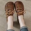 Cow Genuine Leather Soft Soled Hollow Sandals for Women Retro Casual Women Shoes Comfy Retro Wide Toe Thick Soled Women's Shoes