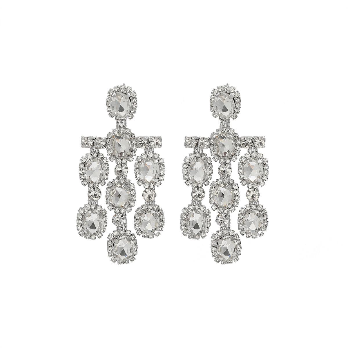 

Тяжелая промышленность Цвет Цирконий Темперамент Элегантные Серьги с бахромой Стильные Универсальные Простые Банкетные серьги серебряный