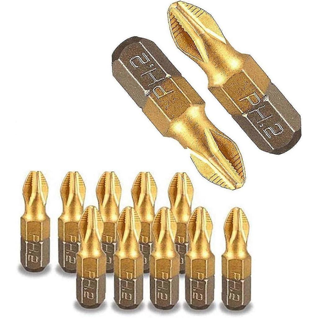 Titanium Plated Short Screwdriver Bit 25mm Magnetic Cross Head Screwdriver 10pcs - DD01