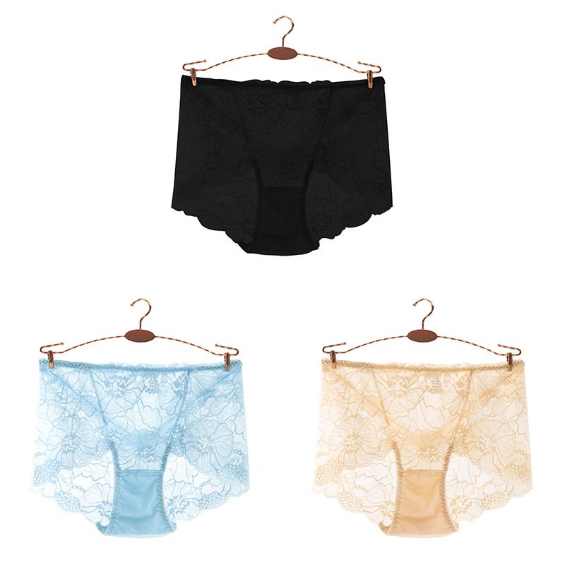 

Женское кружевное нижнее белье из 3 предметов. Женственные прозрачные трусы из полой сетки со средней талией. 2XL