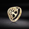 Trendy Adjustable Open Ring with Circular Tree of Life Cutout Design