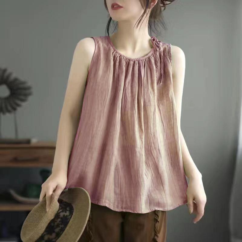 Damen Sommer Vintage Lockere Passform Layering Top Ärmelloses Tanktop Dünner Strickpullover Schlankmachende Passform