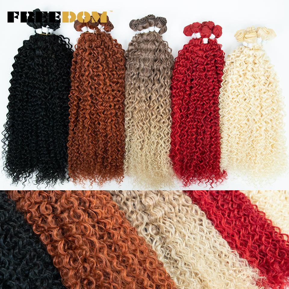FREEDOM 22 24 26 Zoll Kinky Curly Synthetisches Haar Weave Extensions Ombre Braun Blond Hitzebeständige Faser Haarsträhnen