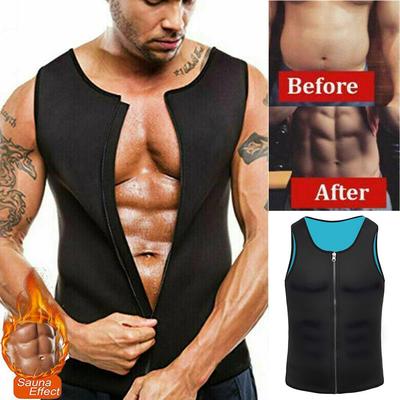 Men Neoprene Sauna Suit Sweat Vest Waist Trainer Slimming Body Shaper Compression Shirts Thermal Undershirt Workout Tank Tops Shapewear Underwear