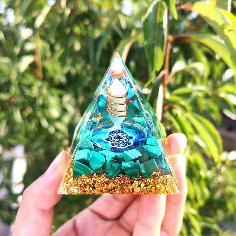 Crystal Stone Pyramid Figurine Drop Glue Evil Eye Pyramid Evil Eye Ornament  Home Office