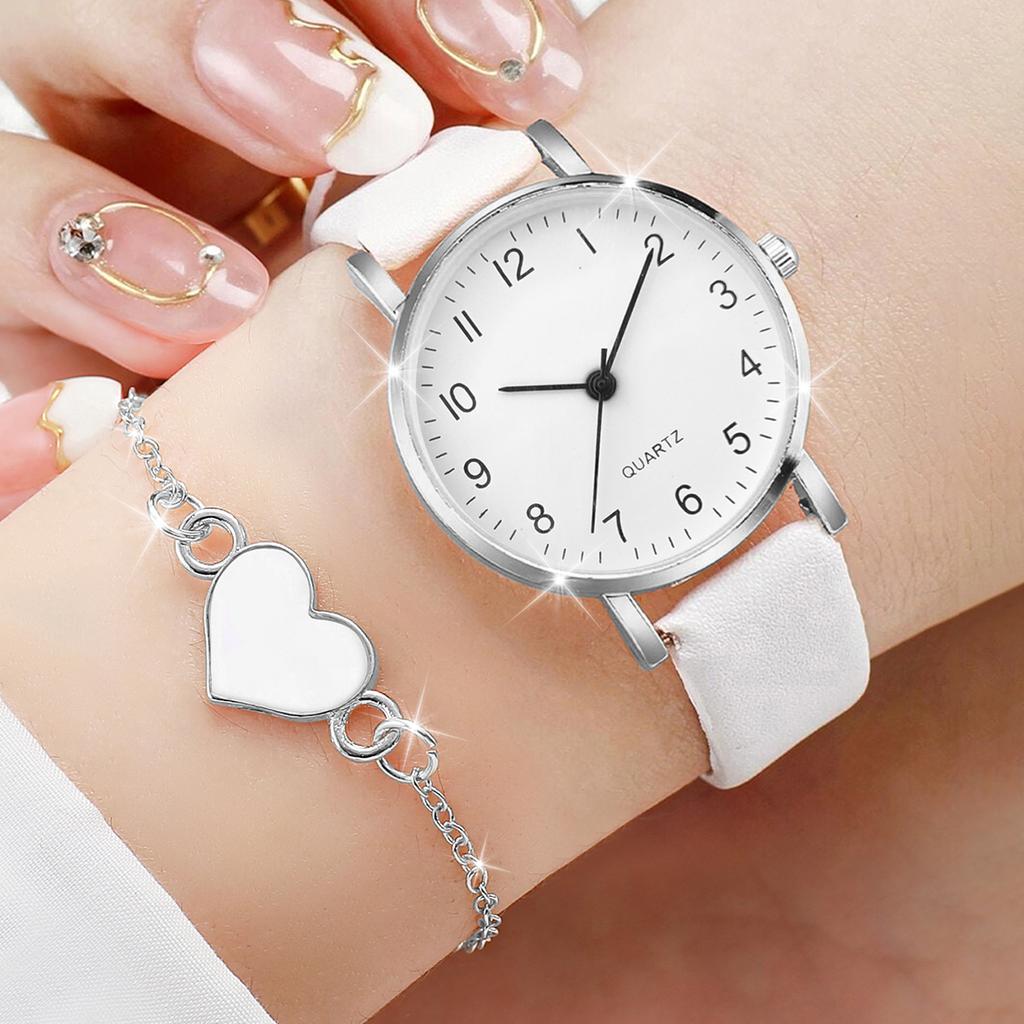 8pcs/set Fashion Women's Quartz Watch Set Simple Elegant Digital Dial Party Watch with Bracelet Set, Gift for Girlfriend