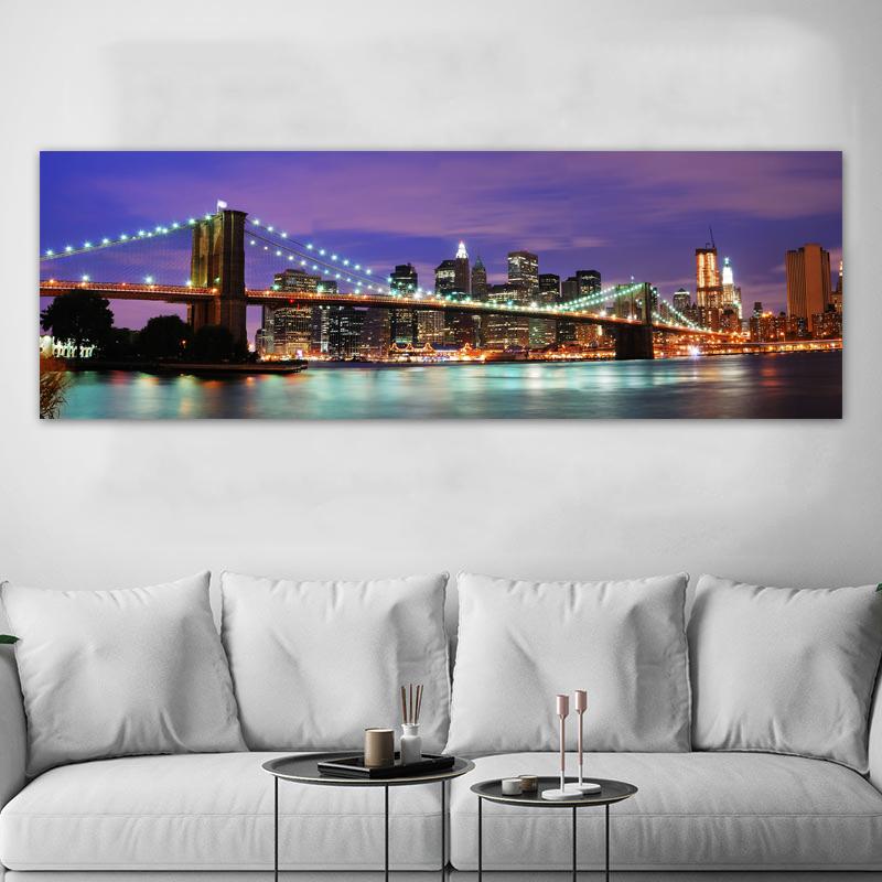 Poster e Stampe di New York City Pittura su Tela Immagini per Pareti Soggiorno Decorazioni per la Casa Moderne Ponte Edificio Fiume Cuadros