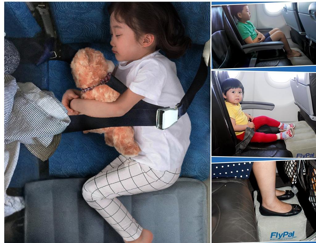 Flypal Air Leg 3 Levels Footrest, Ottoman, Pillow, Relaxing, Airplane, Car, Travel, Portable, Kids,