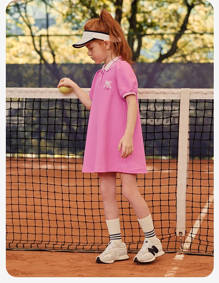 Davidella Girls' Cool Dress Summer Dress New CUHK Children's College Style Polo Dress