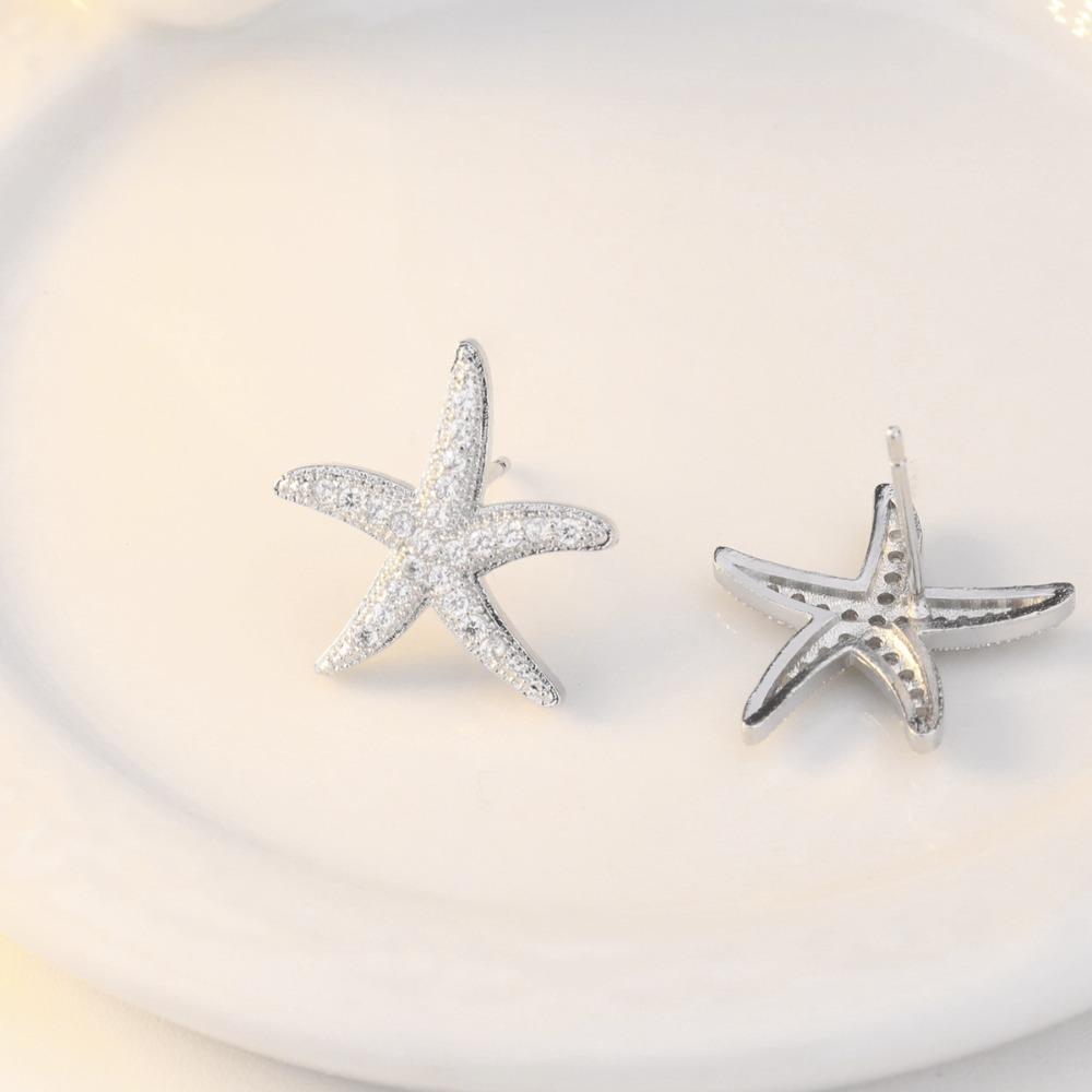 Seestern Ohrstecker mit Zirkonia Voll Diamant Fünfzackiger Stern Kreativer Europäischer Stil Schmuck