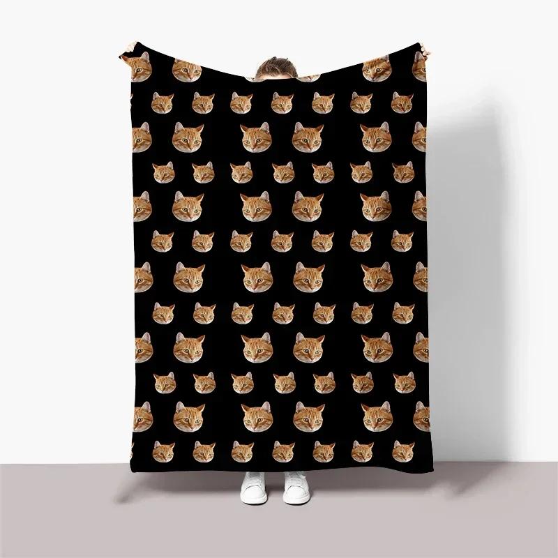 Fun Black Background Photo Face with Picture Blanket,Birthday Souvenir Gifts Throw Blanket for Men Women
