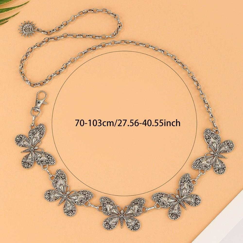 Fashion Butterflies Metal Waist Chain Y2K Punk Waist Chain Belt Hollow Out Dress Jeans Waistband Women