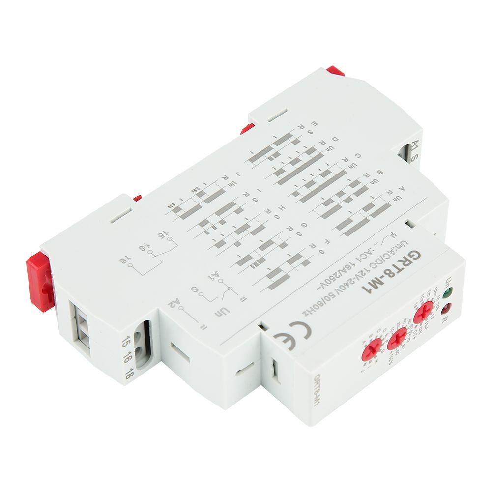 GRT8 M1 Multifunctional Delay Time Relay with 10 Functions DIN Rail Mount AC DC 12V 240V