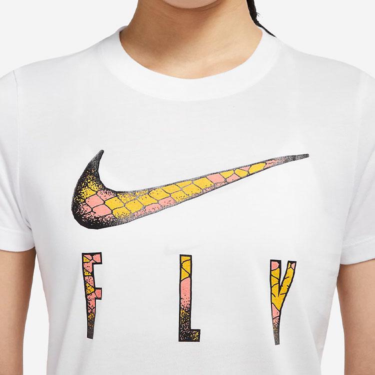 Nike Logo Print Crew Neck Short Sleeve T-Shirt Women Tops White DN3049-100