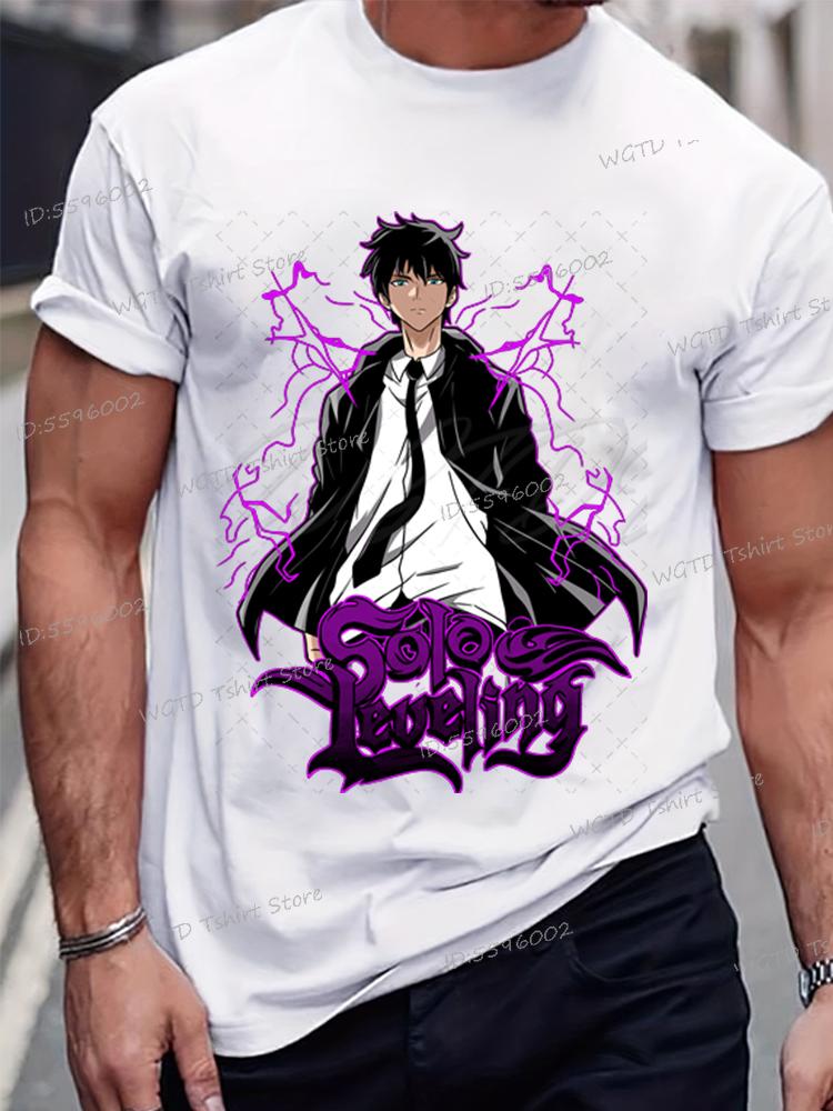 Anime Solo Leveling Tričko Vtipná grafika Sung Jin-Woo Pánské oblečení Krátký rukáv O-výstřih Topy Komiks Solo Leveling Bílá trička