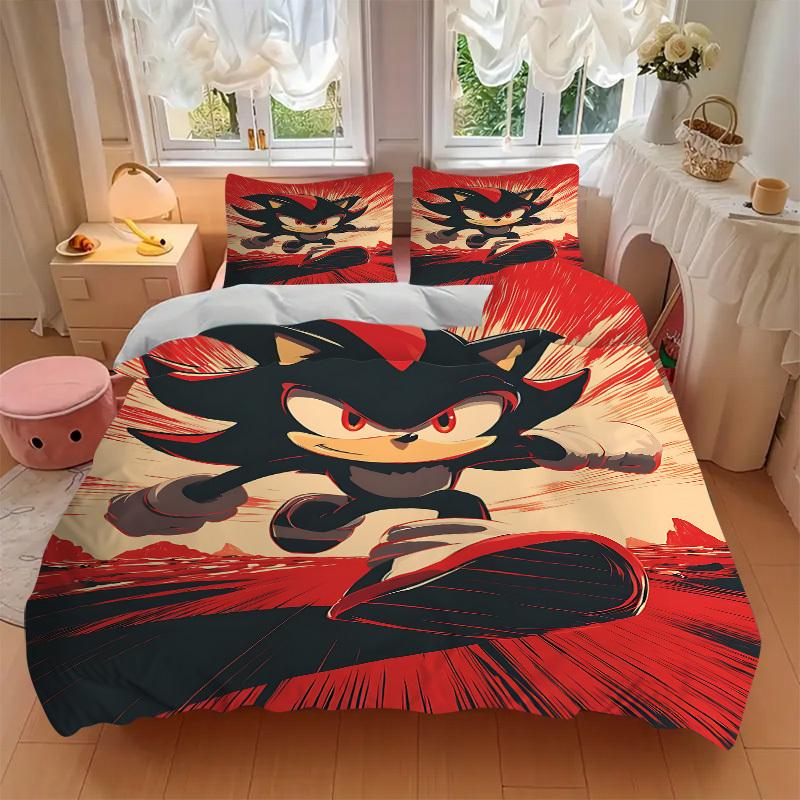 3pcs bedding set Shadow Sonic Includes 1 Comforter + 2 Pillowcases, Without Pillow Inserts, Soft Comfortable, Lightweight Breathable, Printe