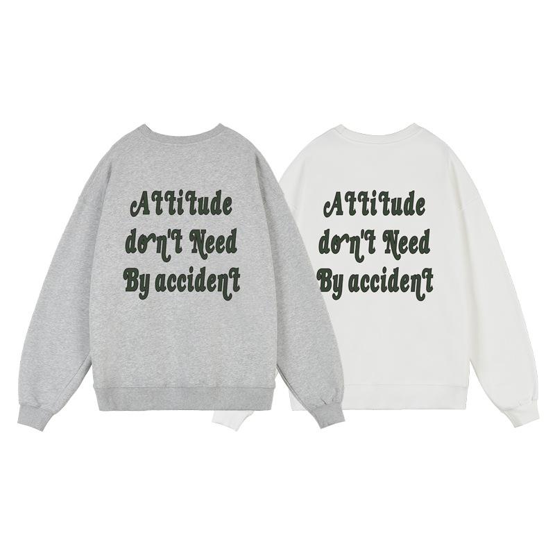 Men's Autumn and Winter American Letters Creative Street Trend Plus Velvet Neutral Round Neck Sweatshirt Retro Loose