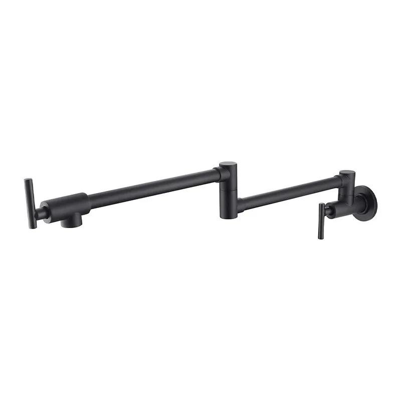 Brushed Gold Pot Filler Tap Wall Mounted Foldable Kitchen Faucet Single Cold Nickel Sink Tap Rotate Folding Spout Black