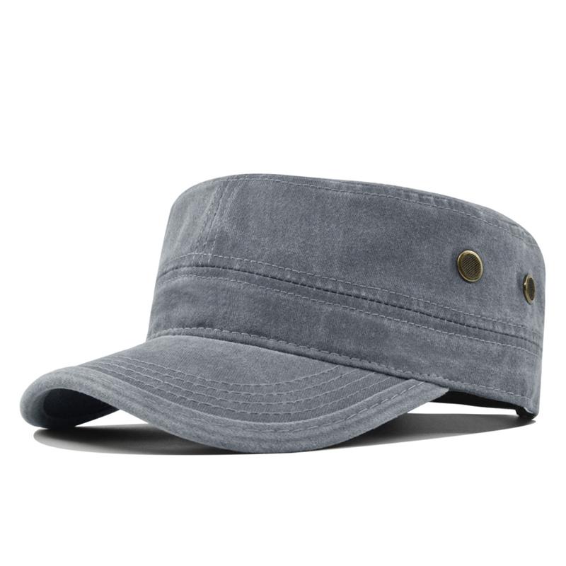 Spring Summer Army Hat for Men Women Outdoor Retro Washed Cotton Big Head Flat Top Sunshade Flat Caps Military Cap Fishing Hats