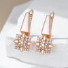 Roségoldfarbene Kristall-Blumen-Hängeohrringe für Damen, glänzende natürliche Zirkon-Accessoires, täglicher feiner Schmuck