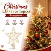 Warm White Christmas Tree Topper Water Drop Pattern Five Point Star Topper Festive Decorations
