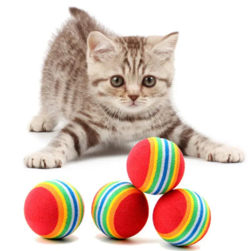Rainbow Cat Toys Ball Interactive Cat Dog Play Chewing Rattle Scratch EVA Ball Training Balls Pet Toys Supplies