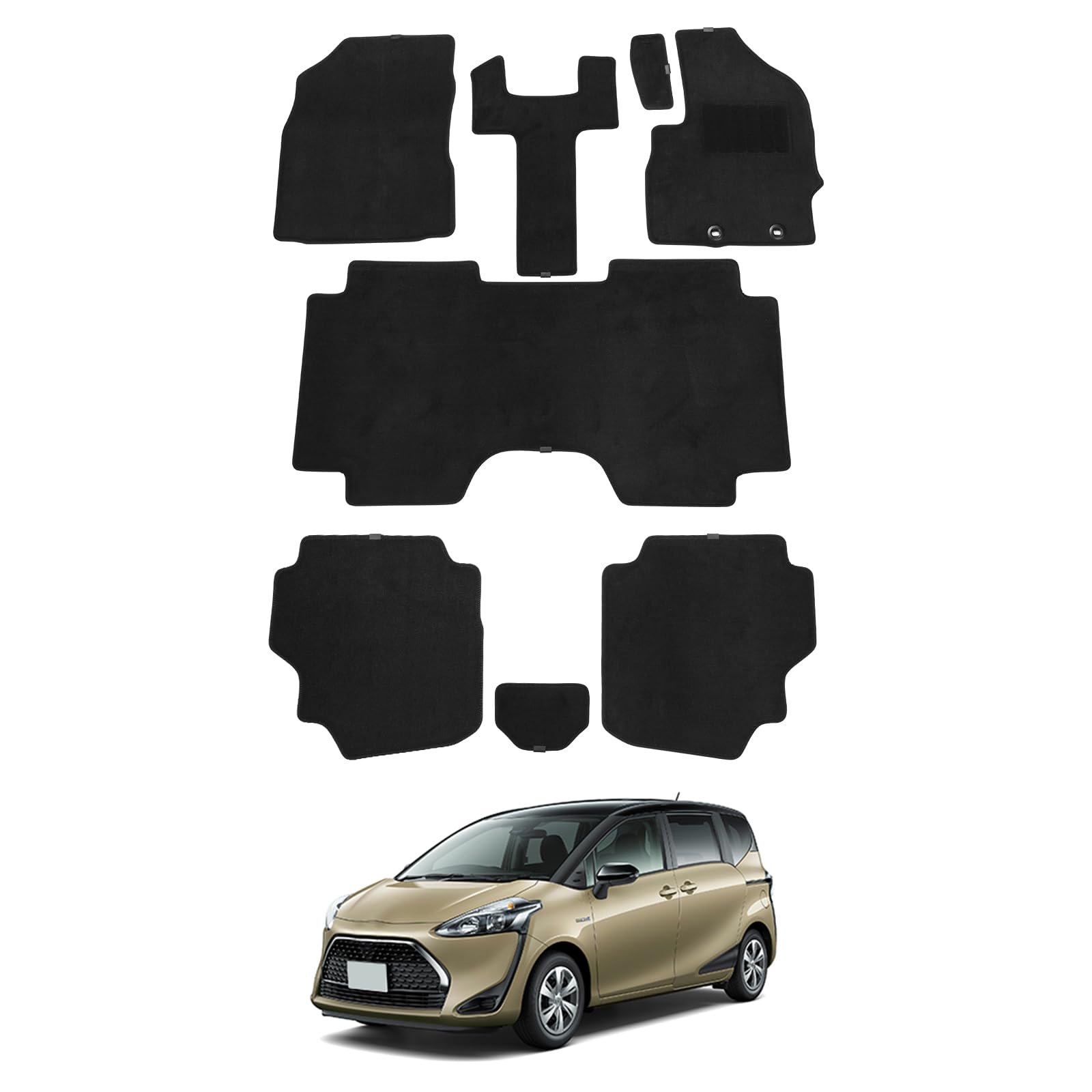 

LUCKEASY Toyota Sienta 15 Floor 3rd Generation 2022 Car Feel Set and 3rd (10 Series, Series) Mats, (August - Present), Anti-Slip Finish, 8-Piece (1st,