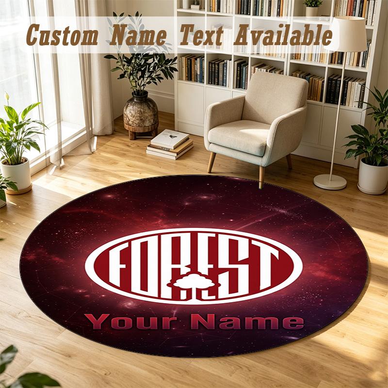 Round Rug Custom NameNottingham Forest FC Pattern Non Slip Carpet Home Floor Decor