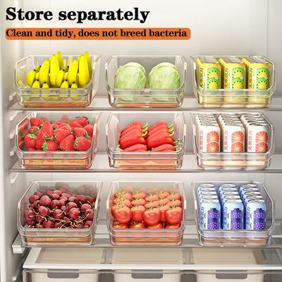 2pcs/3pcs/4pcs Clear Fridge Organizer Open Drawer Snack Storage Box Multifunctional Container For Home
