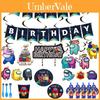 Us Among Theme Birthday Party Supplies Decoration Kids Plate Banner Tablecloth