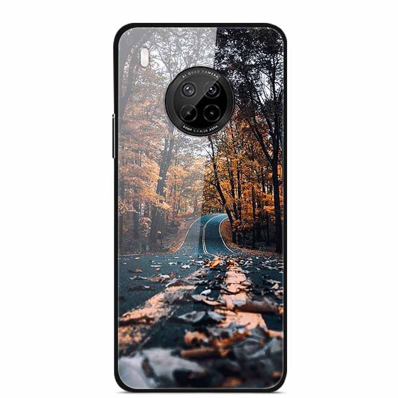 For Huawei Y9A Cases Y8P Y7P Y5P P40 Lite Tempered Glass Hard Back Covers For Huawei P Smart 2021 2020 Cases Bumper Painted Capa