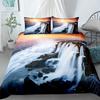 Tropical Tree Sunset Duvet Set, Landscape Print Quilt Set Three-Piece Set