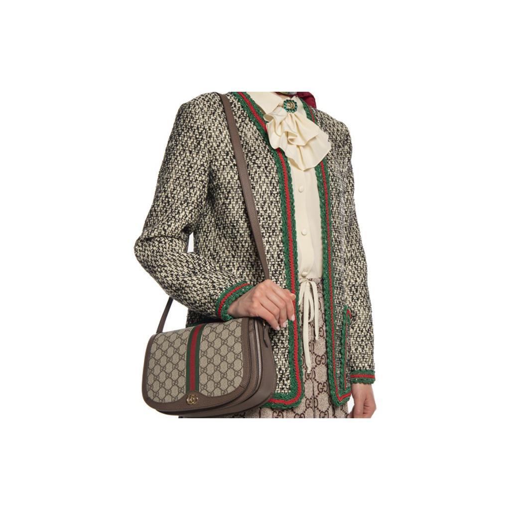 Gucci Ophidia Pasek z Logo Płótno i Skóra Torba Saddle Bag Damska Torba na Ramię 601044-96IWB-8745