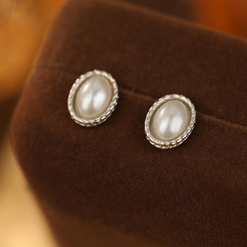 Banyan Tree S925 Silver French Retro Pearl Hemp Lace Earrings